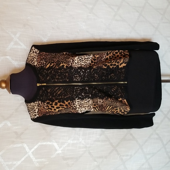 Chico's Sweaters - Chico's Cardigan Sweater Animal Print Size Medium Long Sleeve Full Zip Knit